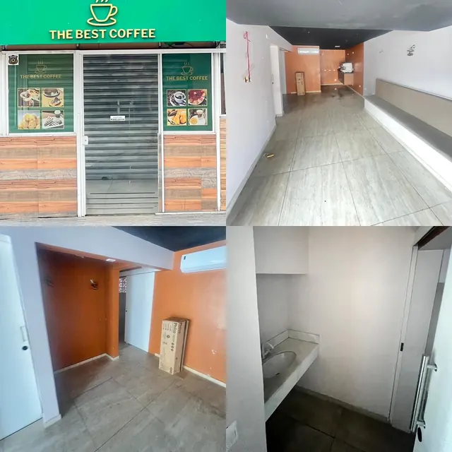 Ponto comercial com fachada de vidro e salão interno